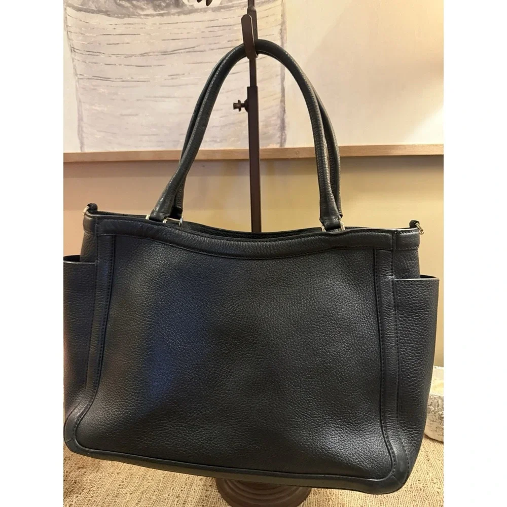 Tory Burch Serif T Black Satchel‎ Bag Rare Bag Triple Compartment Tote 525$